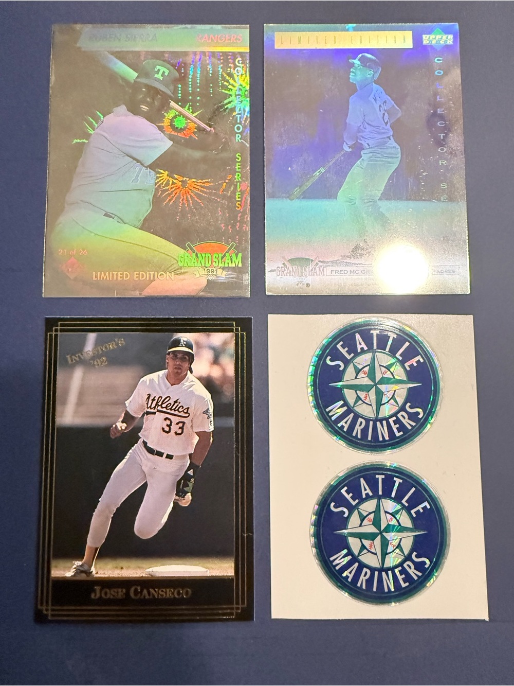 Vintage Major League Baseball (MLB) Jose Canseco Ruben Sierra Fred MC & Stickers